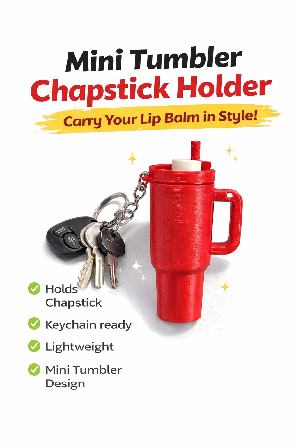 Mini Tumbler Chapstick Holder Keychain